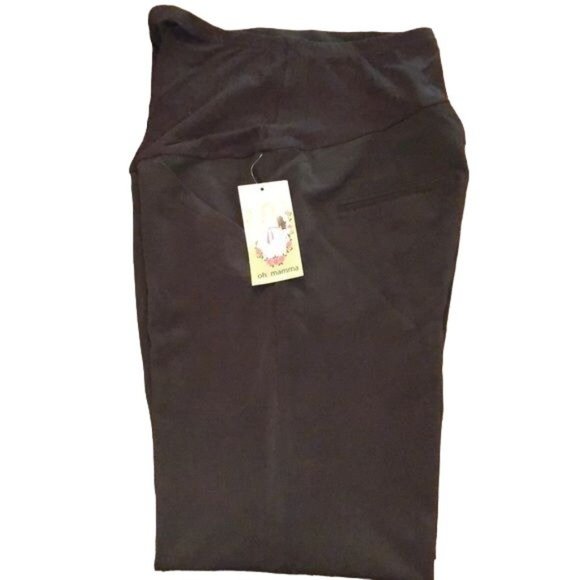 Oh! Mamma Maternity Dress Pants Size M, 8” Waistband, Stylish Dark Grey/Black - Picture 1 of 8